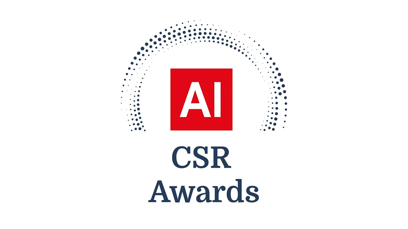 AI CSR Awards logo with a red square featuring "AI" and dotted arch above.